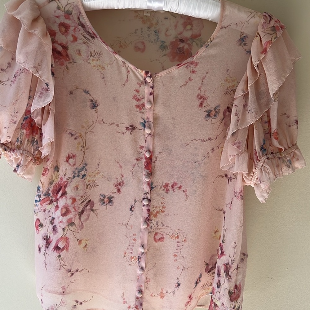 LoveShackFancy Sheer Silk  Blouse